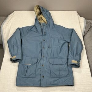 Columbia Blue Raincoat with Tan Accents